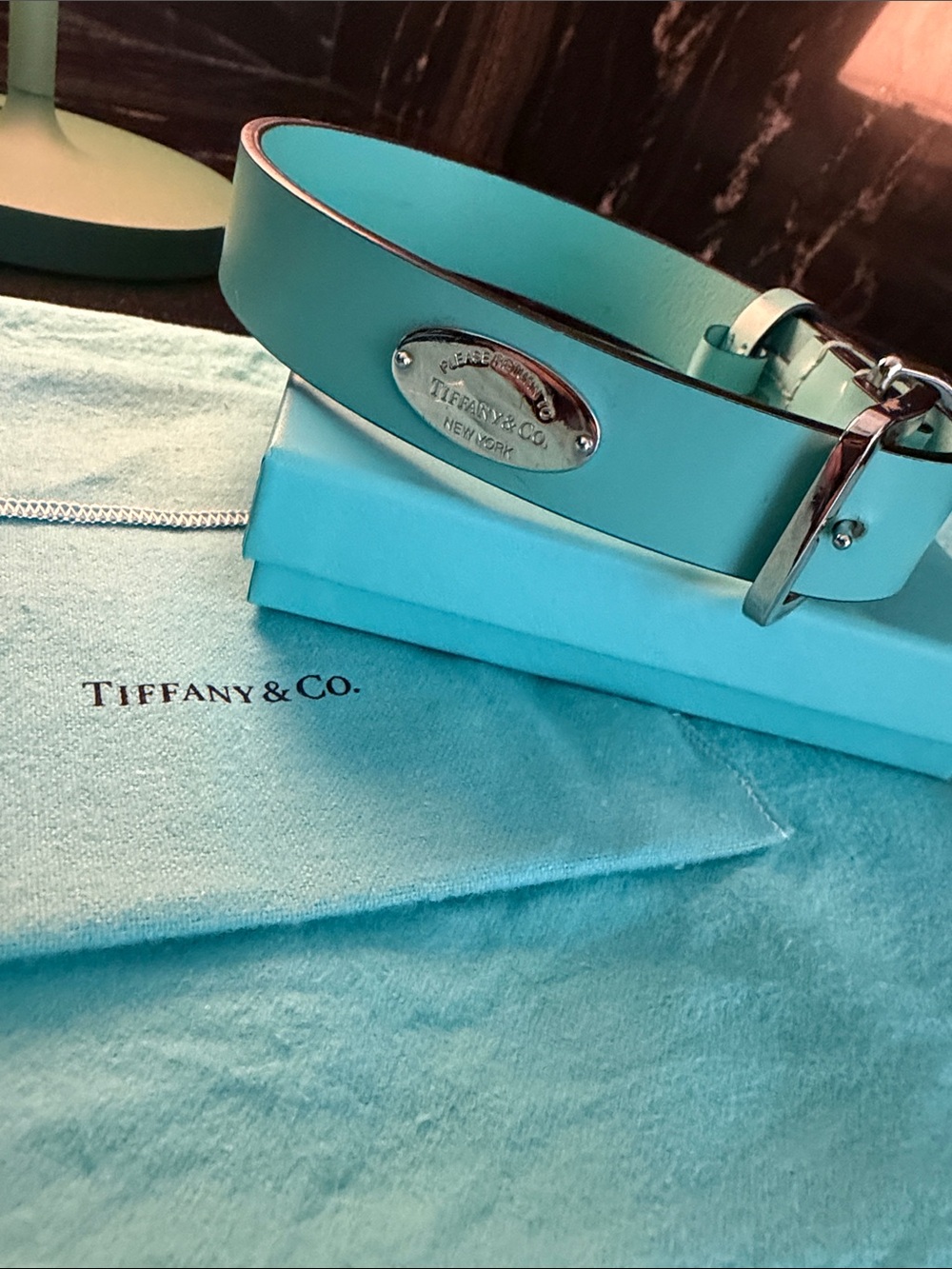 Tiffany & Co. Blue Leather Collar